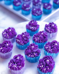 Mini Ube stuffed cupcakes